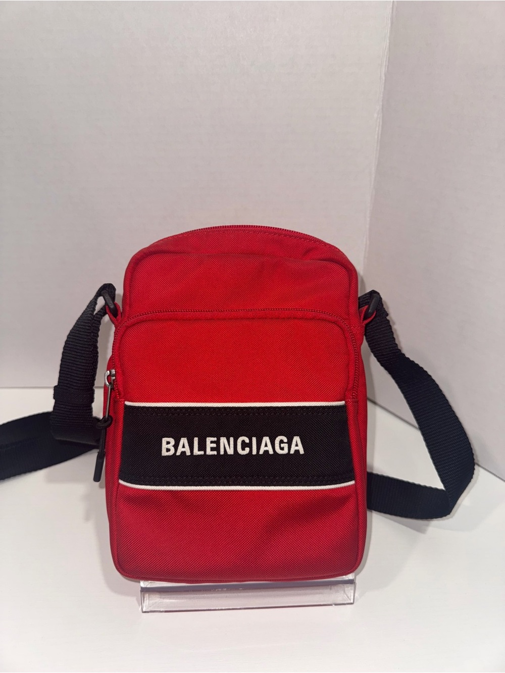 Balenciaga Red and Black Men's Crossbody Belt Bag